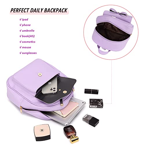 Image of MACCINELO Cute Leather Mini Backpack Purse for Women Bowknot Small Backpack for Girls gift Rucksack Ladies Shoulder Bag 3pcs