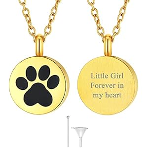 FindChic Personalized Urn Necklaces for Ashes Vertical Bar/Moon Cat/Sand Clock/Dog Claw Pendant Stainless Steel/18K Gold Plated/Black Waterproof Keepsake Cremation Jewelry with Funnel, with