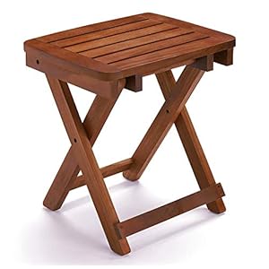 URFORESTIC Shower Bench-Bamboo Folding Shower Stool Seat Chair Fully Assembled-Hold Up to 500 LBS