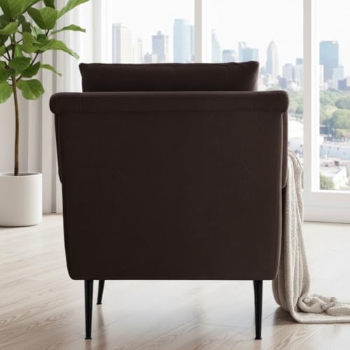 Image of Lakdi The Furniture Luxury Velvet Upholstered Lounge Chair with Soft Padded Cushion & Black Metal Legs, Mid-Century Modern Sofa Chair | 5 Years Warranty | Free Assembly - 15185260