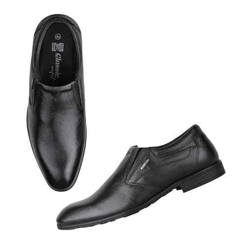 Image of Red Chief Mens Red Chief Genuine Leather Formal Slip on for Men | Pull-on Shoes for Men | Black | Rc3975lr Oxford