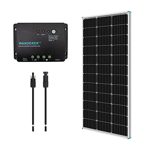 Image of Renogy 100W 12V Monocrystalline Solar Panel Bundle Kit with 100W Solar Panel, 30A Charge Controller, 9in Adaptor Kit, A Pair of Branch Connectors