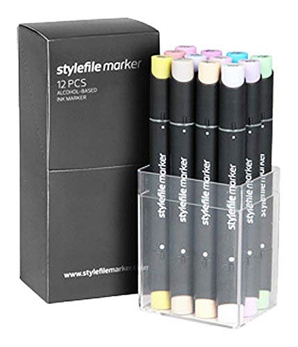 Stylefile marker, set van 12, pastel, niet van toepassing