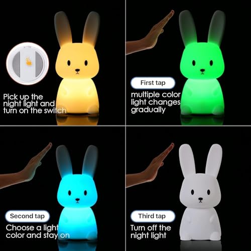 Image of Desidiya Big Bunny Rechargeable Silicone Night Lamp - LED Bunny Night Lamp, Kids Night Light, Nursery Decor, Birthday Gift, Silicone LED Light