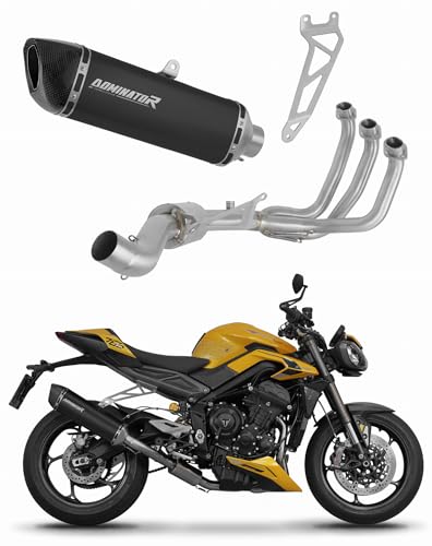 DOMINATOR Ligne complète d'échappement Collecteur Silencieux HP6 NOIR compatible avec Street Triple 765 RS 2024-2025