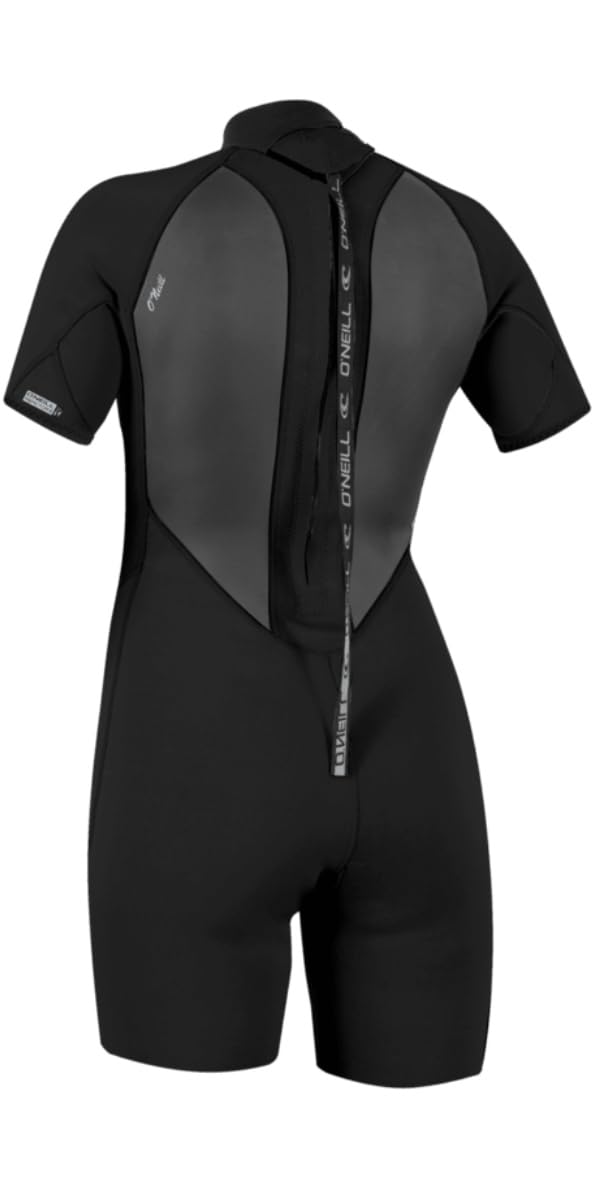 2026 O'Neill Donne Reactor-2 2mm Back Zip Shorty Tuta Neoprene 5043B - Black/Black