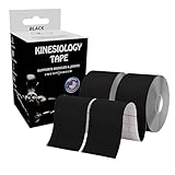 JLB Kinesiology Tape – 2 Rolls (16ft Each) – Strong Adhesion, Waterproof & Sweatproof – Latex-Free Sports Tape for Pain Relief, Muscle Support & Recovery – Physical Therapy & Athletic Tape (Black)
