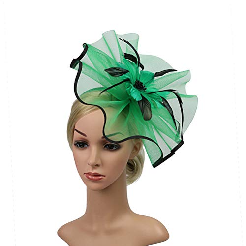 LURROSE chapéu de pena de malha floral clipe fascinators chapéu malha flor clipe de cabelo tiara der