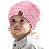 Durio Infant Satin Lined Beanie for Baby Girl Hat Baby Beanies 6-12 Months Warm Winter Hat for Newborn Hats for Baby Girls Knitted Baby Hats 12-18 Months Baby Boy Essentials Caps Pink 6-36 Months