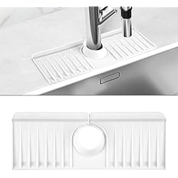 Alfombrilla Fregadero Ikea Winter Shore Protector Salpicaduras Cocina Blanco - Alfombrilla Silicona Fregadero Recoge Goteo con Desagüe Inclinado - Alfombrilla para Secado Encimera, Cuarto de Baño - 37 x 14 cm