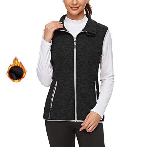 Soneven Damen Fleece Weste Outdoor Kurz Laufweste Fleeceweste Reitweste Softshell-Weste Leicht mit Reißverschluss für Laufen Wandern Winter