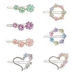 7Pcs Rhinestone Flower Hair Clips Side Clip MGPFERD Girl Bangs Clips with Heart Shape Hair Pins Head