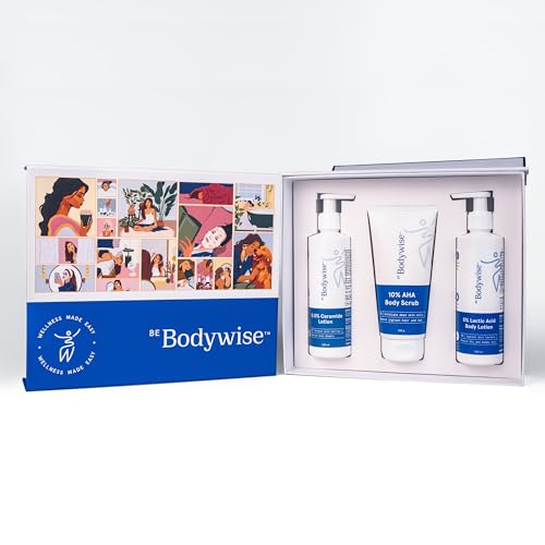 Image of Be Bodywise Winter Glow Gift Pack - With 1% Salicylic Acid Body Wash (250ml), 10% AHA Body Scrub (200g) & 5% Lactic Acid Body Lotion (200ml)
