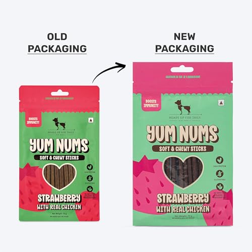 Image of Yum Nums by HUFT Soft & Chewy Sticks - 200 gm | Strawberry & Chicken | Dog Treats for Puppy & Adult Dogs | Training Treats for Small Dogs | Dog Snacks & Treats | Healthy & Tasty