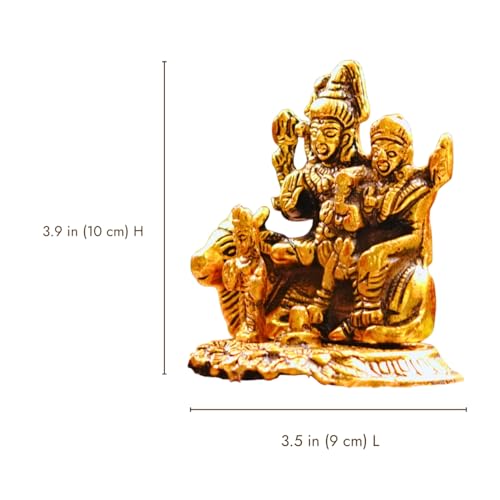 Image of Servdharm Shiv Parivar Murtil 3.9 inch Metal Shiva Statue for Home Decor, Temple, Pooja Room, Daily Worship and Gifting I Mahadev Bholenath Shiva Parvati Family Statue Idol 3.9 inch Gold