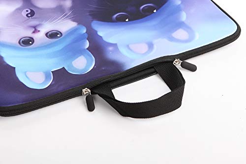13.3-Inch To 14-Inch Laptop Sleeve Case Neoprene Carrying Bag With Hidden Handles For Macbook/Notebook/Ultrabook/Chromebooks (Blue Cat) #TOP1