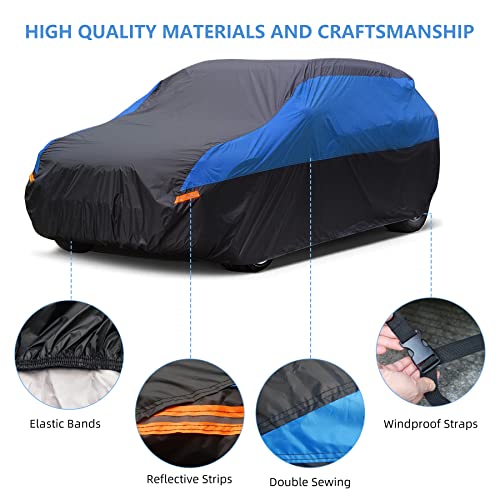 Image of SUV Car Cover Waterproof All Weather,Cover Full Exterior Cover Windproof Outdoor Full Car Cover UV /Snow /Hail /Dust Protection Fit SUV Jeep-Length 190 inch to 200 inch