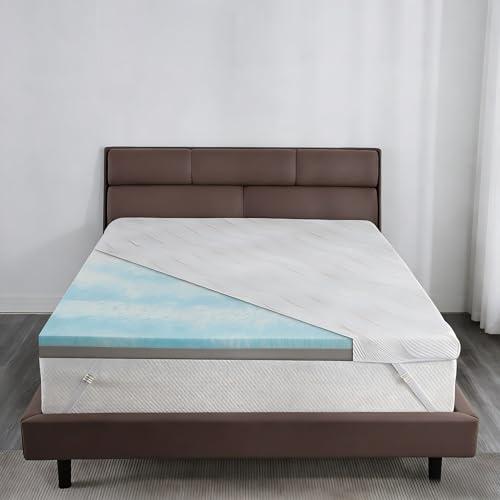 Extra Firm Mattress Topper King Size 3 Inch, Cooling Gel+Bamboo High Density Mattress Topper with Removable Silk Cover, Bed Topper for Pain Relief,No Smell,CertiPUR-US, 79 * 75