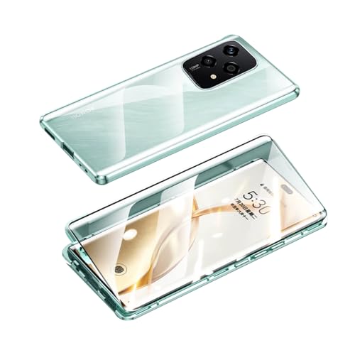 LIUKM Funda Magnética Doble Cara para Honor 200 Lite Carcasa Protección 360 ​​Grados [con Protector de Lentes de Cámara] Protector Pantalla Incorporado Cristal Templado Case - Verde