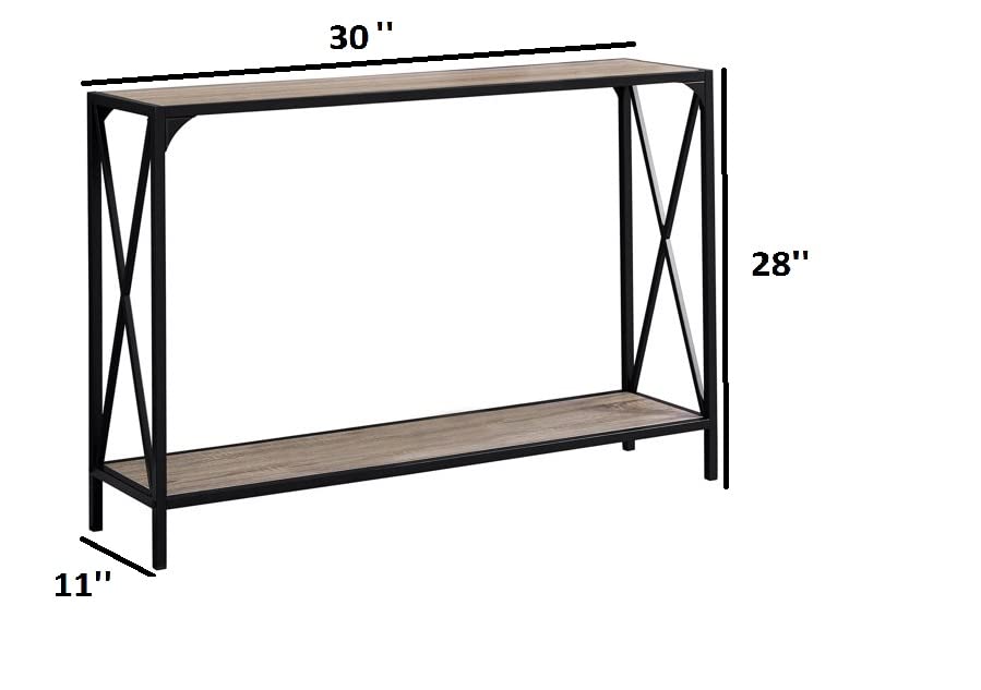 New Mark Impex Rectangular Cross Leg Console Table Modern Sofa Accent Table, Narrow Console Tables w/Metal Frame& Furniture Boards Panel, Living Room Hallway Entryway Table, (Black/Wooden) 2