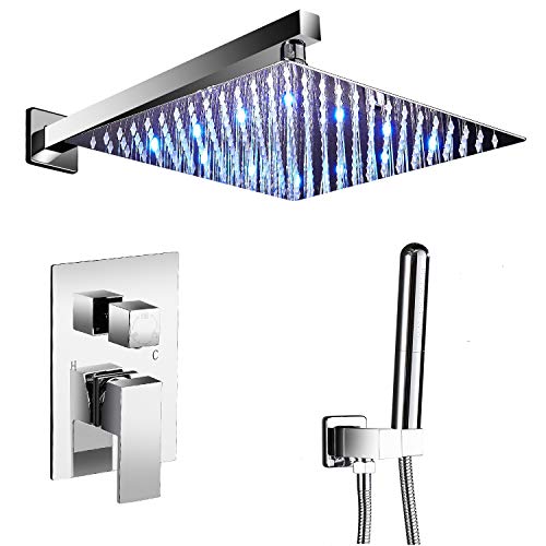 80% Off Discount AUKTOPT Shower System, Bathroom Rain Mixer Shower Faucet Set with Shower Head and Handheld Shower, Chrome (Contain Shower Trim Kit with Rough-In Valve)