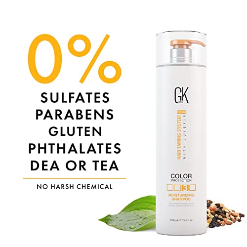 Image of GK Hair Global Keratin Moisturizing Shampoo 1000ml For Hydration Color Protection Dry Frizzy Damaged Hair - Sulfate Paraben Free