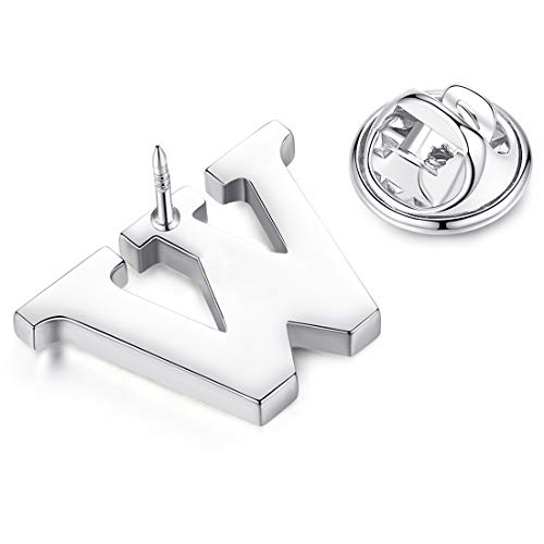 Image of HONEY BEAR Initial Alphabet Letter Lapel Pins Collar Badge Brooches for Mens /Womens Shirt Dress Decoration Silver