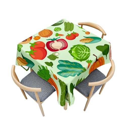 Fasbuy Mantel Cuadrado Antimanchas, Manteles de Mesa Cuadrada de Poliéster Patrón Vegetal 3D Protector para Mesa de Centro Lavable para Fiesta Cocina Jardín, 4 Pinza (Tomate,120x120cm)