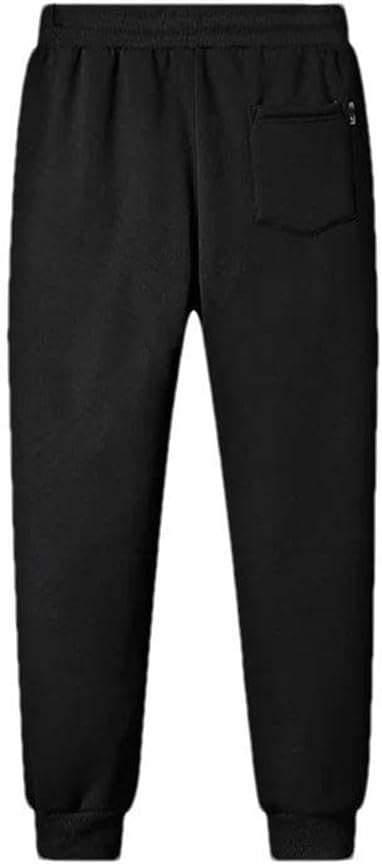 Cotton Plus Size Winter Men's Straight Leg Pants with Plaid Fleece Warm and Thickened with Drawstring Elastic Waist Pants