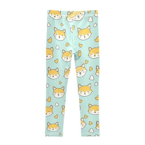 Yellow Fox Hearts Girls Casual Leggings for Kids Printed Long Pant Bottoms Stretch and Soft2
