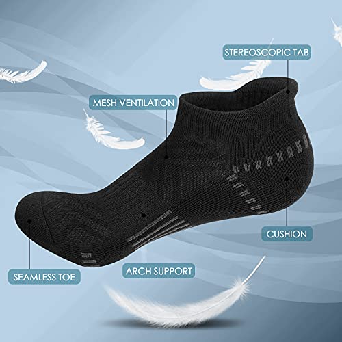 Image of Airacker Ankle Athletic Running Socks Cushioned Breathable Low Cut Sports Tab Socks for Men and Women (6 Pairs)