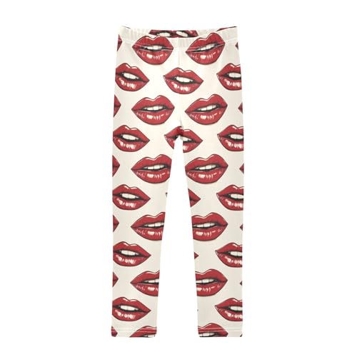 Girls Leggings Red Lips Soft Toddler Leggings for Girls Kids Pants Size 4T-10T