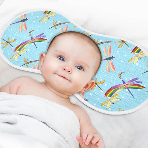 J JOYSAY Dragonfly Snow Lightblue Baby Burp Cloths for Boys Girls Large 22''x11'' Cotton 4 Layer Baby Washcloths for Girl Baby one sizex44
