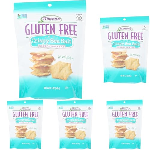 Milton's Gluten Free Crackers, Crispy Sea Salt - Non-GMO Project Verified, Kosher, Certified Gluten Free Snack, 5-Grains In Every Bite - 4.5 Oz (Pack of 5)