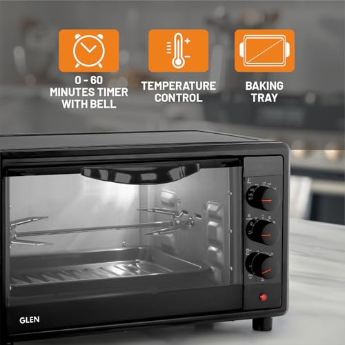 Image of Glen Multi-Function OTG for Kitchen, 25 Litre, 1700W, Oven Toaster Griller with 6 Heating Modes, Adjustable Temperature & Timer, Rotisserie, Bake, Grill & Toast, Oven for Baking - Black (SA5025R)