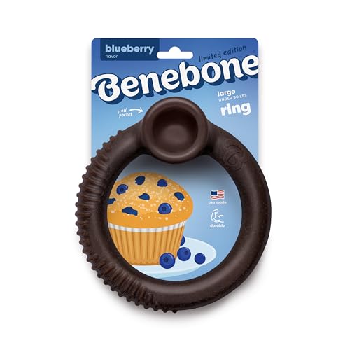 Image of Benebone Ring Dog Chew Toy for Aggressive Chewers, Blueberry, Large | Durable, Super Chewer, Dog Bones, Long-Lasting, A Size for Every Dog, Keeps Them Busy