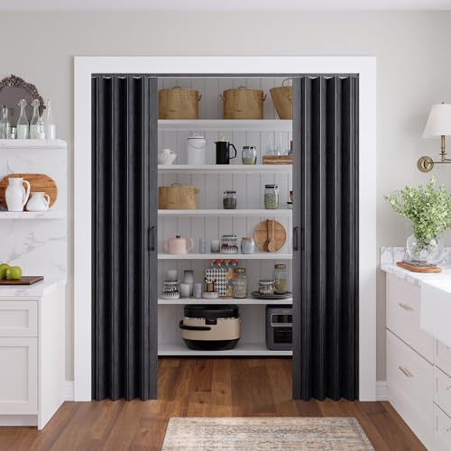 Image of SmartStandard 60x80in Double Accordion Doors, Double Walled, Classic Black