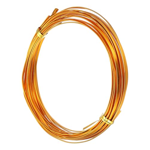 Image of uxcell 18 Gauge Flat Aluminum Wire, 16.40 ft 3mm Wide Aluminum Crafts Wire for Flower Bonsai Crafts Carving DIY Bezel Sculpting Gem Metal Wrap, Golden Yellow