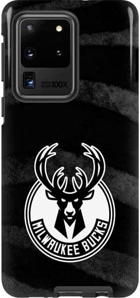 Skinit Pro Phone Case Compatible with Galaxy S20 Ultra 5G - Officially Licensed NBA Milwaukee Bucks Standard - Black Design