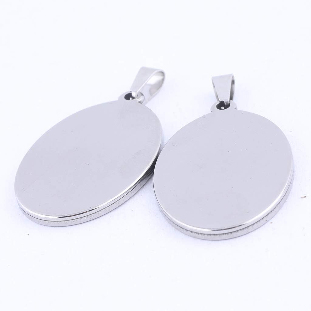 10pcs Fit 20x30mm Oval Pendant Trays Stainless Steel Cabochon Base Settings with Matching Glass DIY Jewelry Crafting Kit (Steel Color) - Image 4