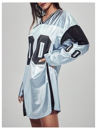 SHENHE Women's Y2k Oversized Jersey Shirt V Neck Long Sleeve Number Print Baggy Shirt Tee3