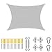 XUEWANG Rechteckig Schattensegel 3.5x5.5m Schattenspender, Wetterschutz Sand Sonnenschut markise Mit Seilen Und Befestigungs Kit Für Outdoor Garten Balkon Terrasse Camping, Hellgrau