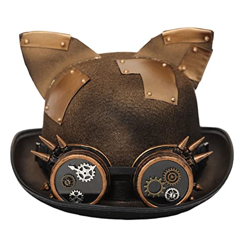 Chapeau haut de forme gothique et punk avec lunettes pour cosplay
