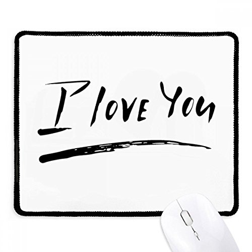 Mousepad romántico Te Amo escrito a mano, alfombrilla negra de lona con bordes cosidos gaming
