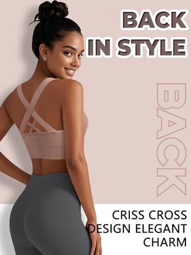 Image of Sports Bras for Women High Support, Multipack Padded Supportive Criss Cross Back Wireless Running Yoga Workout Bra
