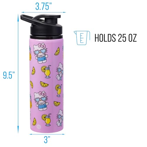 Image of Silver Buffalo Hello Kitty Summer Style, Stainless Steel Water Bottle, 25oz | Sanrio, 0.74 Liters