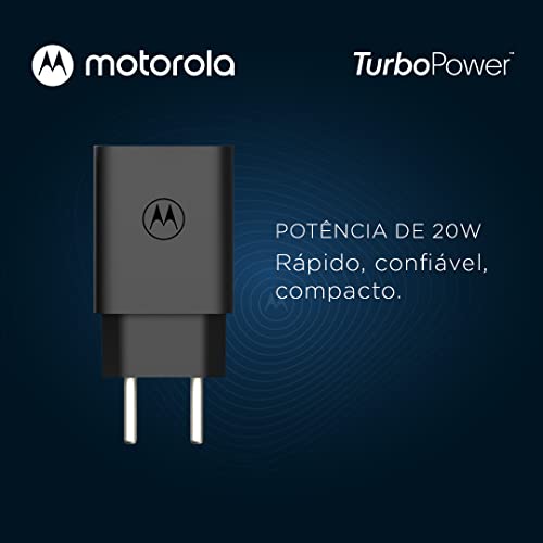 Motorola, Carregador Turbo Power 20W, Cabo 1 Metro, Porta USB-A, Cabo USB-C