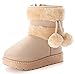 Yeeteepot Bottes de Neige Hiver Fille Enfant Chaud Doublé Antidérapant Fourrure Chaussures Premier Pas d'hiver pour bébé Fille Semelle Souple Bottines， Beige 34 EU = 35 CN