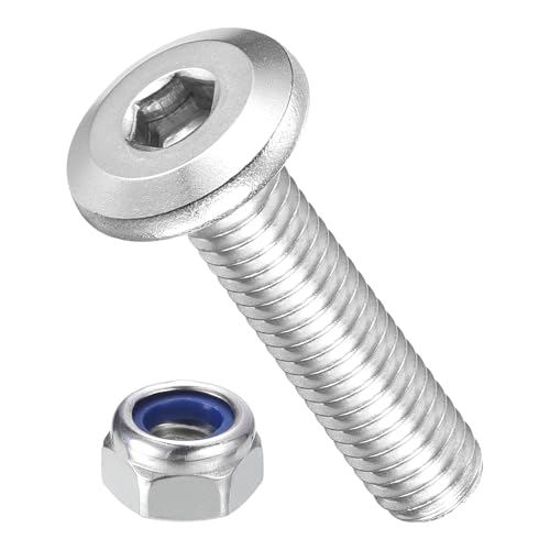 Image of METALLIXITY Crib Screws Replacement Set(M6-1x25) 40Pcs, Silver Tone, 304 Stainless Steel Hex Socket Screws with Lock Nuts - for Furniture Woodworking Project, Silver Tone