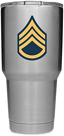 DHDM Designs Army Staff Sergeant E6 3-Inch Rank 2-Pack Premium Quality Vinyl Decal Tumbler Stickers | Stickers ONLY Cup NOT Included | Laminated with UV Protective Laminate | PD3125